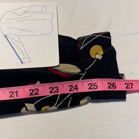 What Goes Around Comes Around 100% Silk Bow Blouse | Vintage 80s Art Deco size M - Picture 10 of 12